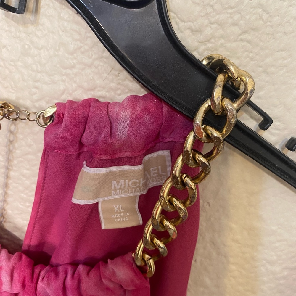 MICHAEL Michael Kors Pink Layered Blouse with Chain Straps - Picture 3 of 5